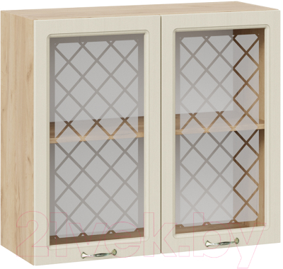 Шкаф навесной для кухни ТриЯ Бьянка 1В8С (дуб крафт золотой/дуб ваниль) - фото