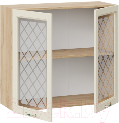 Шкаф навесной для кухни ТриЯ Бьянка 1В8С (дуб крафт золотой/дуб ваниль)
