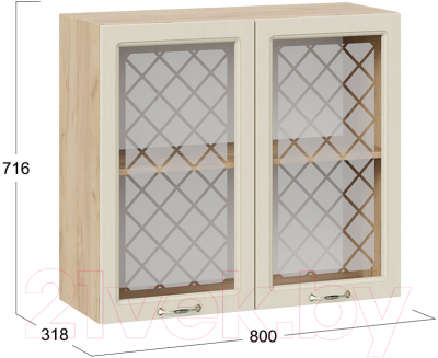 Шкаф навесной для кухни ТриЯ Бьянка 1В8С (дуб крафт золотой/дуб ваниль)