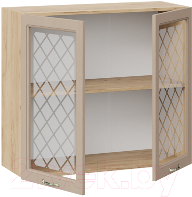 Шкаф навесной для кухни ТриЯ Бьянка 1В8С (дуб крафт золотой/дуб кофе)