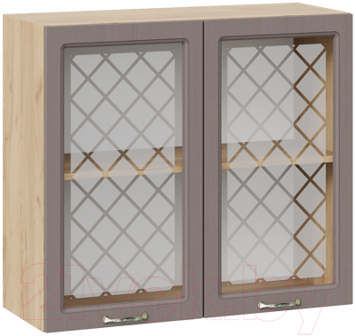 Шкаф навесной для кухни ТриЯ Бьянка 1В8С (дуб крафт золотой/дуб серый) - фото