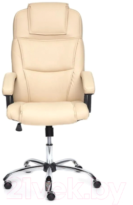 Кресло офисное Tetchair Bergamo хром/кожзам (бежевый)