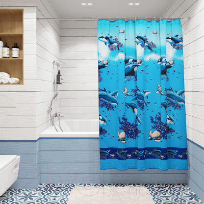 Шторка-занавеска для ванны FORA Косатки PH60