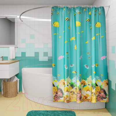 Шторка-занавеска для ванны FORA Полосатые рыбки PH77