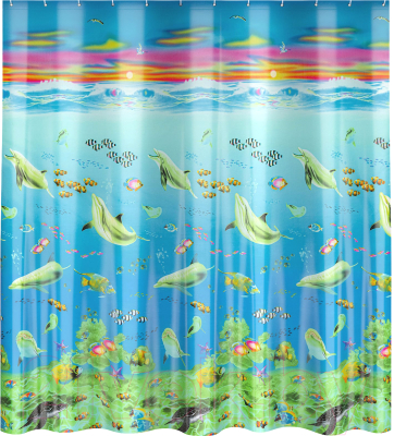 Шторка-занавеска для ванны FORA Веселые дельфины PH78 - фото
