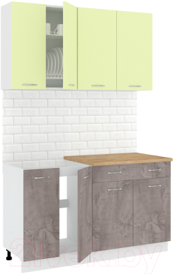 Готовая кухня Кортекс-мебель Корнелия Лира-лайт 1.4м - фото
