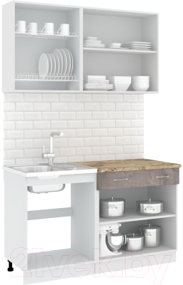 Готовая кухня Кортекс-мебель Корнелия Лира-лайт 1.4м