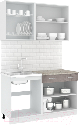 Готовая кухня Кортекс-мебель Корнелия Лира-лайт 1.4м