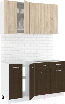 Готовая кухня Кортекс-мебель Корнелия Лира-лайт 1.4м без столешницы - фото