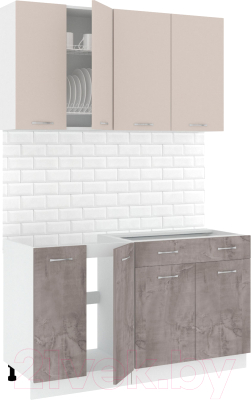 Готовая кухня Кортекс-мебель Корнелия Лира-лайт 1.4м без столешницы - фото