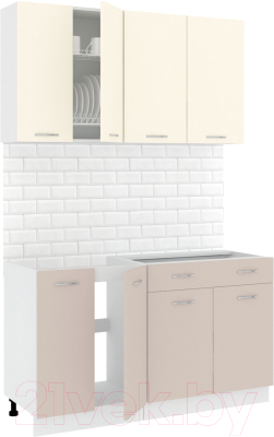 Готовая кухня Кортекс-мебель Корнелия Лира-лайт 1.4м без столешницы - фото
