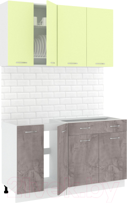 Готовая кухня Кортекс-мебель Корнелия Лира-лайт 1.4м без столешницы - фото