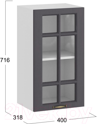 Шкаф навесной для кухни ТриЯ Лина 1В4С (белый/графит)