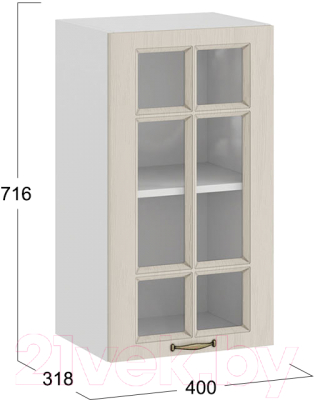 Шкаф навесной для кухни ТриЯ Лина 1В4С (белый/крем)