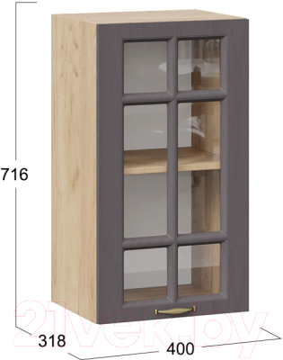 Шкаф навесной для кухни ТриЯ Лина 1В4С (дуб крафт золотой/графит)