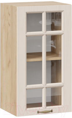 Шкаф навесной для кухни ТриЯ Лина 1В4С (дуб крафт золотой/крем) - фото