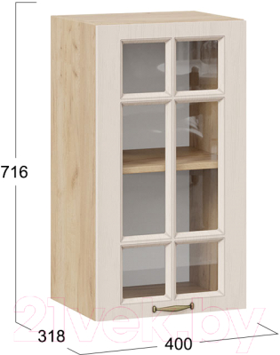 Шкаф навесной для кухни ТриЯ Лина 1В4С (дуб крафт золотой/крем)