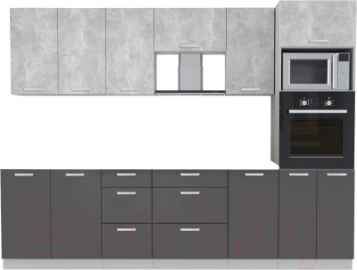 Готовая кухня Интерлиния Мила Лайт 2.8 ВТ без столешницы - фото