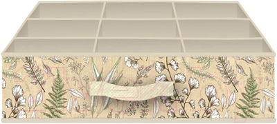 Кофр для хранения Hausmann HM-PICF02 (бежевый/растительный принт) - фото