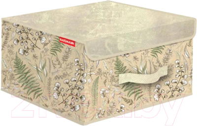 Кофр для хранения Hausmann HM-PICF03 (бежевый/растительный принт) - фото