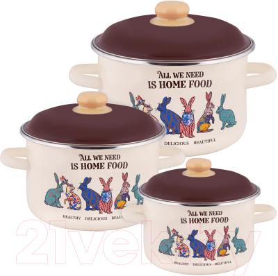 Набор кастрюль Appetite Зайцы 6KB191M - фото