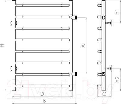 Полотенцесушитель водяной Gloss & Reiter Raduga LeRi.ЛБ.50x80.Д8(40)