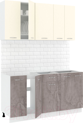 Готовая кухня Кортекс-мебель Корнелия Лира-лайт 1.5м без столешницы - фото