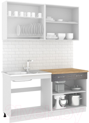 Кухонный гарнитур Кортекс-мебель Корнелия Лира-лайт 1.6м (дуб сонома/мадрид)