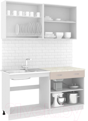 Готовая кухня Кортекс-мебель Корнелия Лира-лайт 1.6м