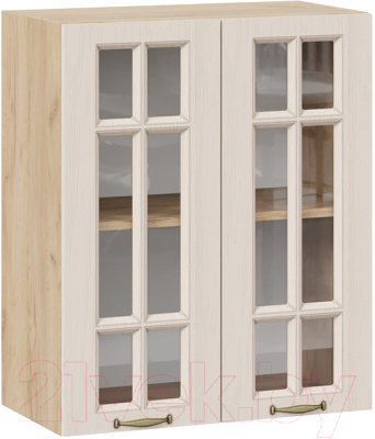 Шкаф навесной для кухни ТриЯ Лина 1В6С (дуб крафт золотой/крем) - фото