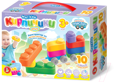 Конструктор Десятое королевство Мягкие кирпичики Plus. Веселый транспорт / 04031 - фото