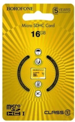 Карта памяти Borofone MicroSDHC Class 10 16GB без адаптера