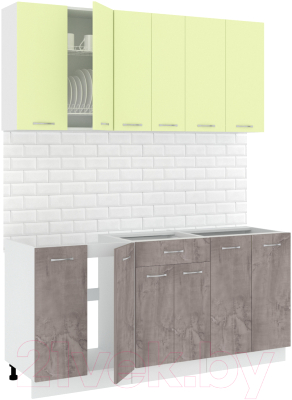 Готовая кухня Кортекс-мебель Корнелия Лира-лайт 1.7м без столешницы  - фото