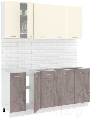 Готовая кухня Кортекс-мебель Корнелия Лира-лайт 1.8м без столешницы - фото