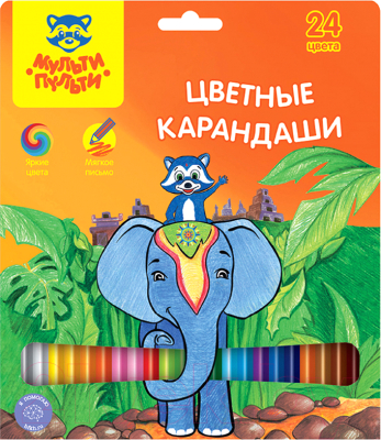 Набор цветных карандашей Мульти-пульти Енот в Индии / CP_10750 - фото