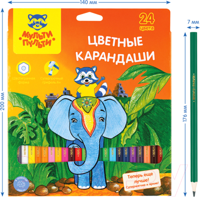 Набор цветных карандашей Мульти-пульти Енот в Индии / CP_10750