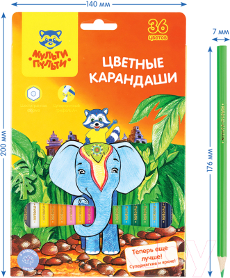 Набор цветных карандашей Мульти-пульти Енот в Индии / CP_10823