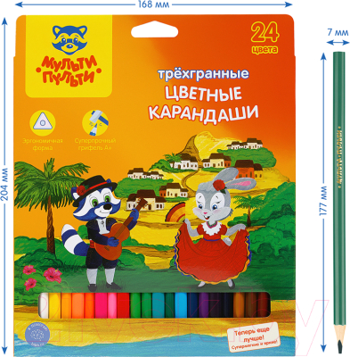 Набор цветных карандашей Мульти-пульти Енот в Испании / CP_10758