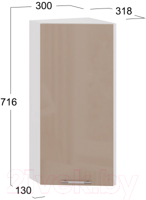 Шкаф навесной для кухни ТриЯ Весна 1В3Т (белый/кофе с молоком)