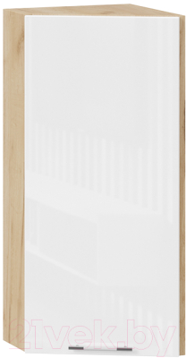 Шкаф навесной для кухни ТриЯ Весна 1В3Т (дуб крафт золотой/белый глянец) - фото