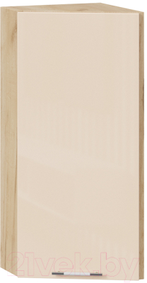 Шкаф навесной для кухни ТриЯ Весна 1В3Т (дуб крафт золотой/ваниль глянец) - фото