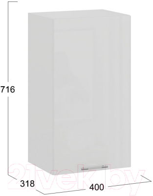 Шкаф навесной для кухни ТриЯ Весна 1В4 (белый/белый глянец)