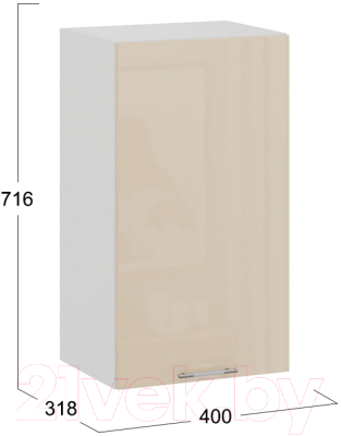 Шкаф навесной для кухни ТриЯ Весна 1В4 (белый/ваниль глянец)