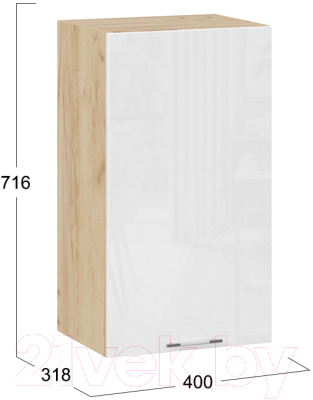 Шкаф навесной для кухни ТриЯ Весна 1В4 (дуб крафт золотой/белый глянец)