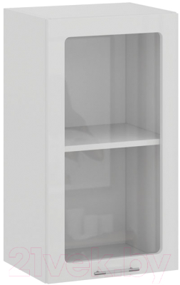 Шкаф навесной для кухни ТриЯ Весна 1В4С (белый/белый глянец) - фото