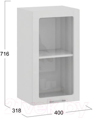 Шкаф навесной для кухни ТриЯ Весна 1В4С (белый/белый глянец)
