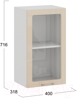 Шкаф навесной для кухни ТриЯ Весна 1В4С (белый/ваниль глянец)