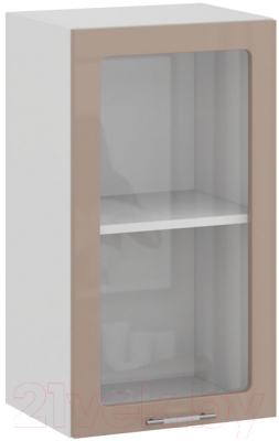 Шкаф навесной для кухни ТриЯ Весна 1В4С (белый/кофе с молоком) - фото