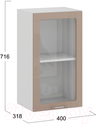 Шкаф навесной для кухни ТриЯ Весна 1В4С (белый/кофе с молоком)