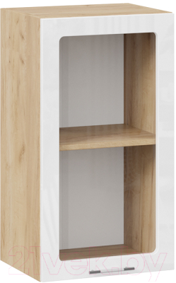 Шкаф навесной для кухни ТриЯ Весна 1В4С (дуб крафт золотой/белый глянец) - фото
